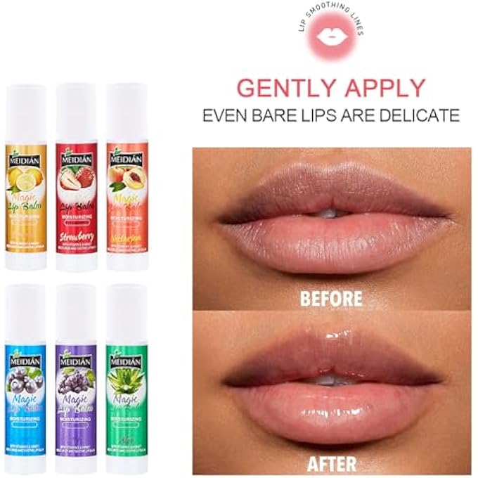 MEIDIAN 6PCS LIP BALM BULK, NATURAL LIP BALM, LIP CARE PRODUCTS, MOISTURIZING SOOTHING CHAPPED LIPS, 6 FLAVORS LIP MOISTURIZER, ANTI-CRACKING MOISTURIZES AND SMOOTH LIP LINES, FRUIT FLAVORED LIP BALM SET - Image 1